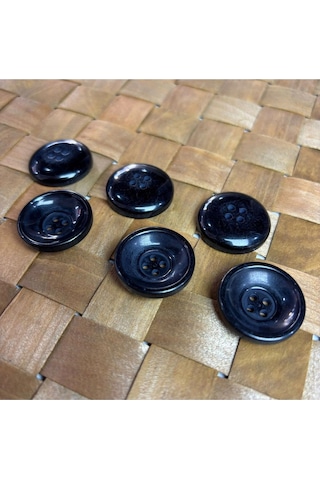 Siyah Oval Derin Düğme 10'lu 40 Boy 25,4mm