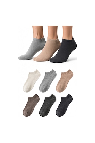 Lykos Erkek Görünmez Sneaker Çorap 6'lı Paket - Pamuklu Kaymaz Topuklu Çorap Çok Renkli