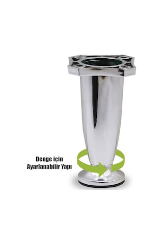 Badem10 Mobilya Kanepe Baza Sehpa Ayağı Ayarlı 10 Cm Parlak Krom Ayak