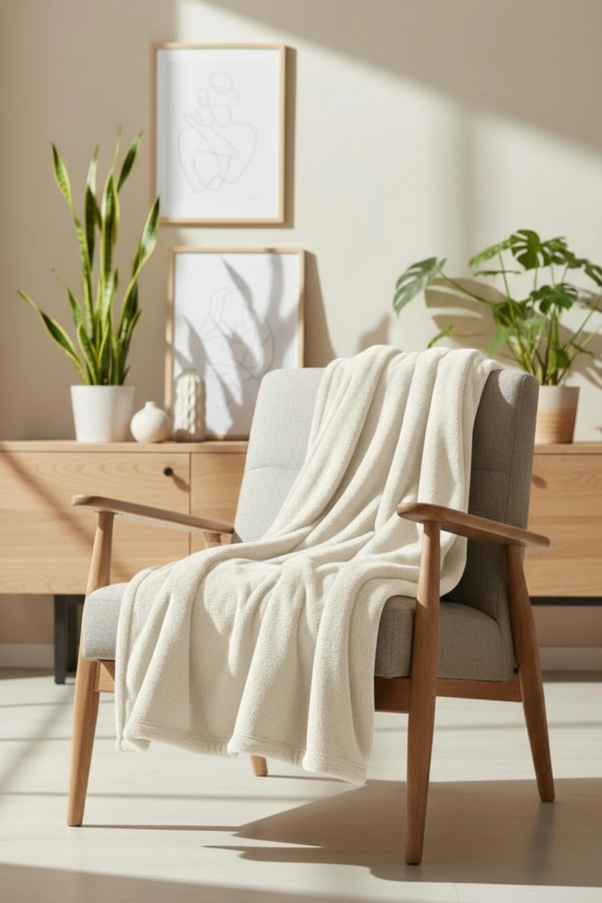 Pufina 140x190 Tavşan Tüyü Tv Battaniyesi Ekru