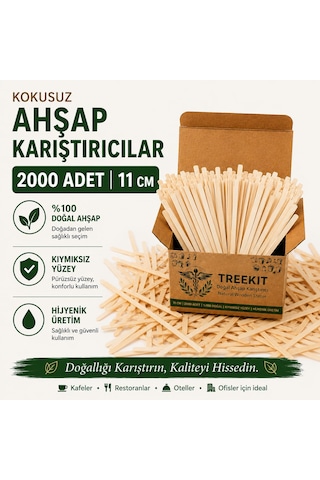 Ahşap Tahta Çay Kahve Karıştırıcı 11 Cm 2000adet %100 Doğal Açık Ahşap