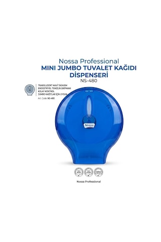 Nossa Mini Jumbo Tuvalet Kağıdı Dispenseri Mavi Renkli
