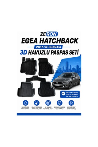 Egea Hatchback 2016 Ve Sonrası 3d Havuzlu Paspas Seti Su Geçirmez Kaymaz Siyah 5 Parça