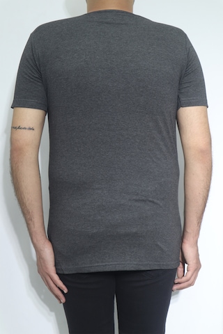 Santa Dmctekstil Erkek Düz Spor Kesim Dar Kalıp Bisiklet Yaka Basic T-shirt Füme