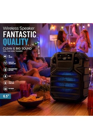 Gts-1397 Bluetooth Hoparlör Taşınabilir Kablosuz Led Işıklı Fm Radyo Usb Micro Sd Destekli