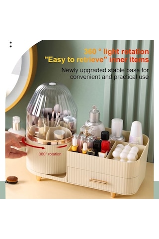 Novahub Kapaksız Küçük Çekmeceli, Döner Bölmeli Kozmetik Kutusu Açık Yeşil Yeşil Yeşil