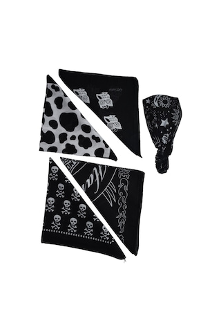 Kare Ve Lastikli Bandana Seti Kahverengi