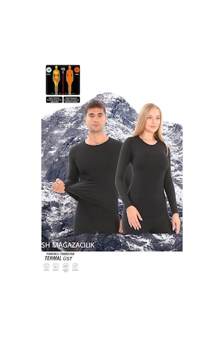 Sauna Suit Unisex Kışlık Termal Içlik, Unisex Kışlık Sıcak Tutan Pamuklu Yakmayan Üst Fanila Iclik Siyah