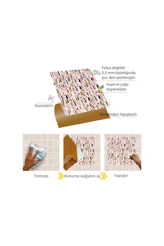 Tink KENDİNDEN YAPIŞKANLI POP MOZAİK DESENLİ PVC KARO 30X30 CM