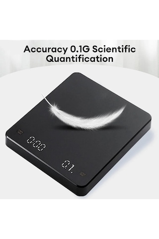 Wondernest Usb Terazisi Siyah Yüksek Hassasiyetli Led Kahve Espresso Ekranlı Dijital 3kg Ue Siyah