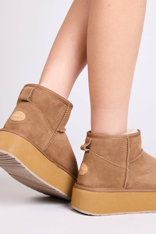 Emu Australia Leather Stinger Micro Flatform Water Resistant Koyun Derisi Koyun Kürkü Bot Camel