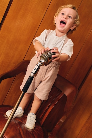 Erkek Bebek Askılı Bej Salopet 2511BB24007