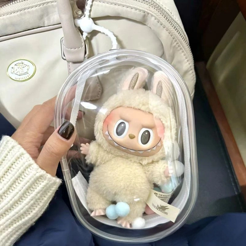 Konesam Labubu Bebek Çantası: 10-15cm Pelüş Oyuncaklar İçin Taşıma Ve Korumalı Depo Çantası, Toz Ve Güneşten Koruma Şeffaf