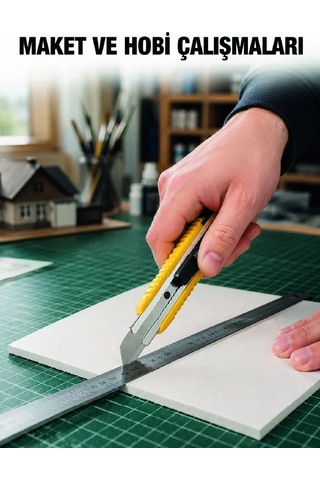 Northcity 5 Adet Metal Falçata Seti - Ergonomik Saplı Çelik Maket Bıçağı Pvc Kesici