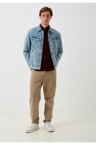 Erkek Kadife Gömlek Bordo %100 Pamuk Düğmeli Yaka Slim Fit Logo Detaylı Gömlek Ncs Jeans 7980-bordo Bordo