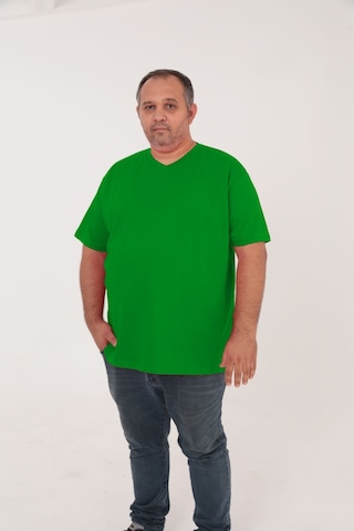 Big Nona Erkek Büyük Beden Unisex T-shirt V Yaka Koyu Yeşil