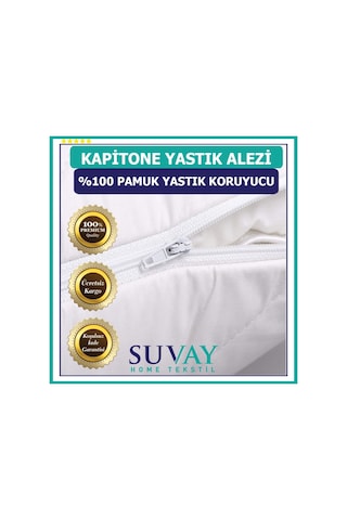 Suvay Kapitoneli Pamuklu Fermuarlı Yastık Koruyucu Yastık Alezi
