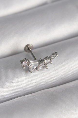 Mey İthalat 316l Çelik Gümüş Renk Zirkon Taşlı Tragus Piercing 21049084