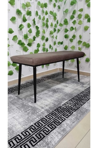 Özcan Metal Siyah Metal Ayaklı Metal Kasalı Bench Mutfak Salon Antre Yatak Odası Balkon Puf Bank Kahverengi