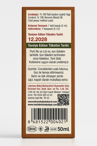 Tatlı Badem Yağı %100 Saf Soğuk Sıkım Doğal Cilt Ve Saç Bakımı İçin Bitkisel Yağ 50 Ml Diğer