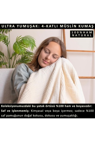 Lexroo Püskül Battal Boy Çift Kişilik Müslin Yatak Örtüsü Ve Pike, 4-katlı, Lüks Çok Renkli