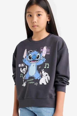 Defacto Kız Çocuk Disney Lilo & Stitch Relax Fit Bisiklet Yaka Sweatshirt F3410a825auar31 Antrasit