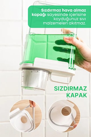 3 Lü Sızdırmaz Depolama Sıvı Toz Deterjan Saklama Kutusu-ölçekli