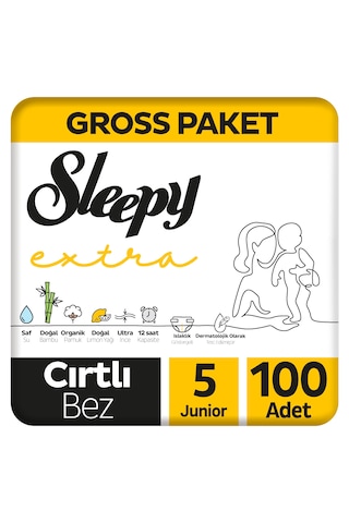 Sleepy Extra Günlük Aktivite Gross Paket Bebek Bezi 5 Numara Junior 100 Adet