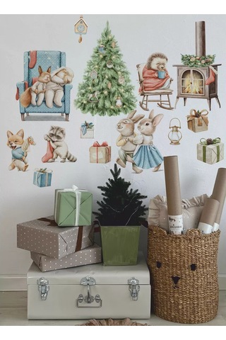 Wallshebno Yılbaşı Duvar Yapışkanları Pencere Mobilya Hayvanlar 122576052 Yeşil