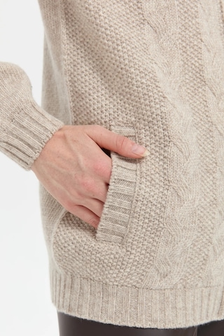 Desen Triko Kadın Dik Yaka Dikişsiz Önü Saç Örgülü Yün Hırka 24268 V.bej V.bej Bej