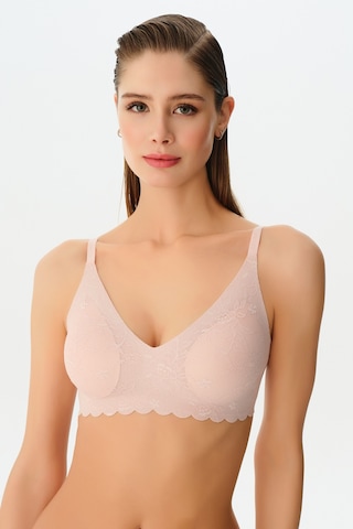 Suwen Invisible Soft Dantelli Sütyen Sw5986170 Pudra Pembesi