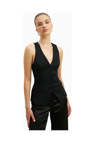 Because Of Alice Tailored V - Neck Hourglass Waistcoat V Yaka Kadın Yelek Siyah