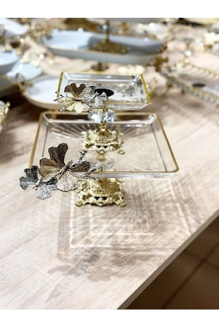 Alfafe Home 2 Lı Cam Sunumluk Gold