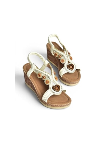 Fox Shoes Y274501609 Beyaz Dolgu Tabanlı Kadın Sandalet
