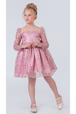 Mnk Baby & Kids Ruche Lipa Kız Çocuk Abiye M00783 Pembe