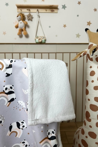 Fluffy Bebek Battaniyesi 70x100 Cm Panda Desen Çok Renkli