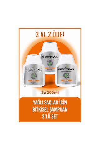 Rectiwa Yağlı Saçlar için Şampuan 3 x 300 ML