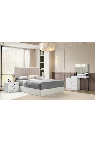 Bianora Mdf Membran 6 Kapaklı Gardırop ve Yatak Odası Takımı - Baza Hariç