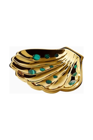 Jonathan Adler Clam Shell Malakit Taşlı El Işçiliği Dekoratif Tepsi Servis Tepsileri Gold-green