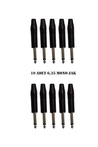 6.35 Mm Mono Çivi Jak Lehim Tipi Fiş Enstrüman Gitar Amfi Mikser Ses Kablosu Giriş Jakı 10 Adet