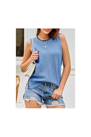 Youknitwear You Widney Bisiklet Yaka Triko T-shirt Mavi
