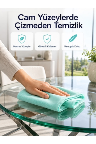 Mikrofiber Cam Bezi Çizmeden Temizlik Sağlayan Yüksek Su Emici Cam Silme Bezi 40x60 Cm Diğer