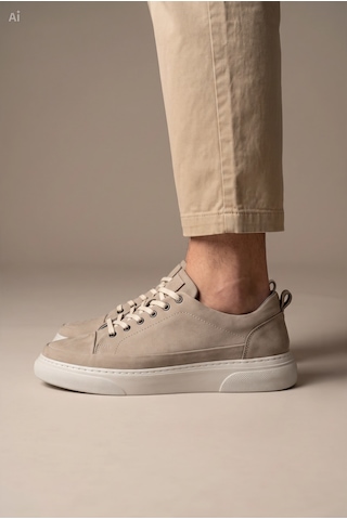 Whiteface Stilist Store Hakiki Deri Günlük Casual Sneaker Günlük Ayakkabı Gri