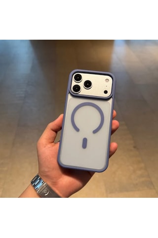Apple iPhone 17 Pro Max Magsafe Uyumlu Renkli Şeffaf Kılıf Lila