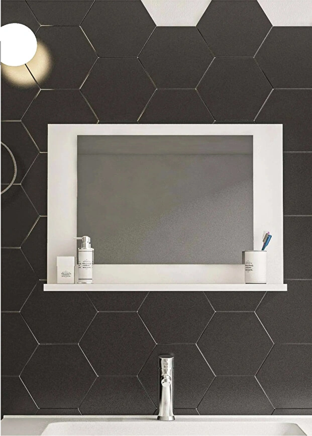 Lavabo Aynası Raflı Wc-banyo Beyaz