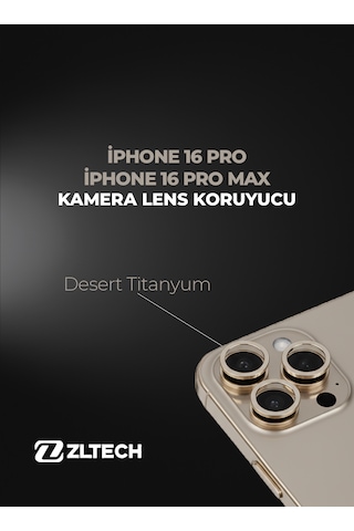 İphone 16pro/16promax Uyumlu Kamera Lens Koruyucu Desert Titanyum
