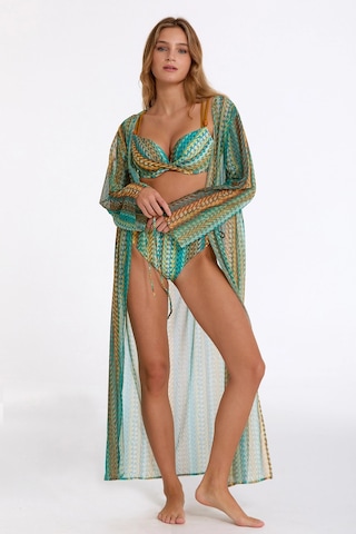 Argento 2106-3018 Kadın Önü Açık Uzun Kaftan Kahverengi