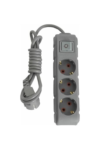 Anahtarlı Priz 3 Metre 16a 250v Üçlü Topraklı Uzatma Kablosu 3 Metre Gri Genel