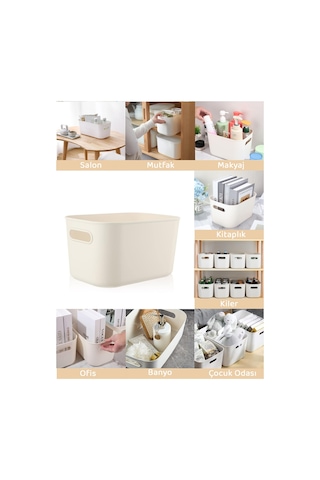 Meleni Home 4'lü Organizer Kutu Seti - 4 Lt Çok Amaçlı Düzenleyici - Dekoratif Saklama Kutusu