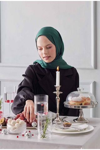 Gesshop Kadın Abiye Janjan Şal Zümrüt Yeşili
